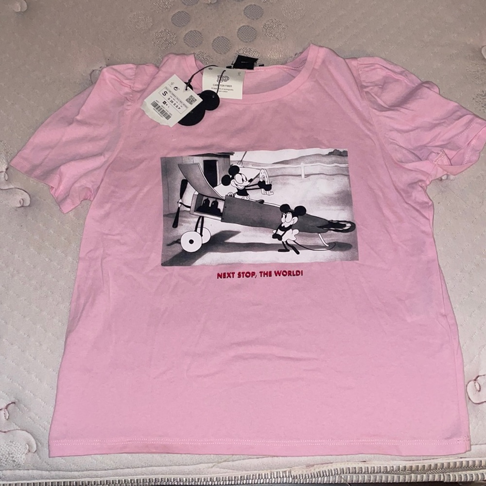 Brand New Zara Disney Mikey & Minnie Pink T-Shirt